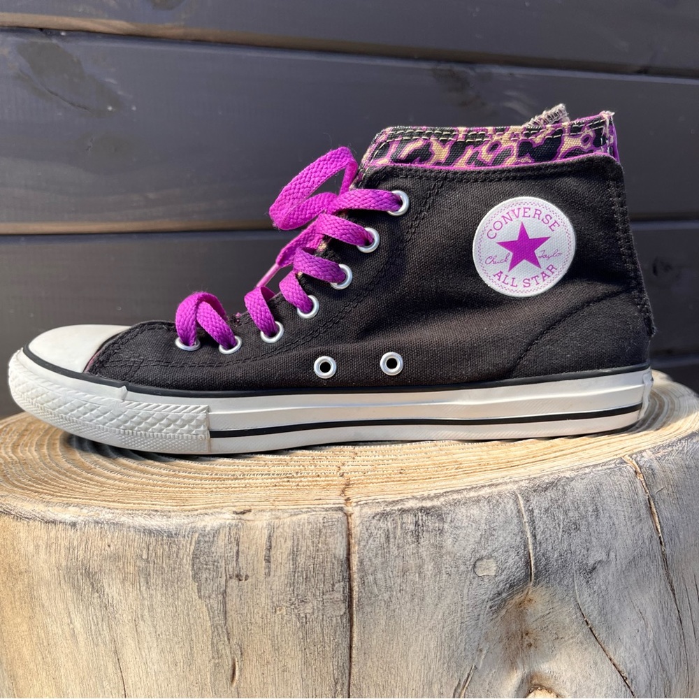 Converse All Star Chuck Taylor Hi Top Zip Sneakers Black Purple Cheetah …